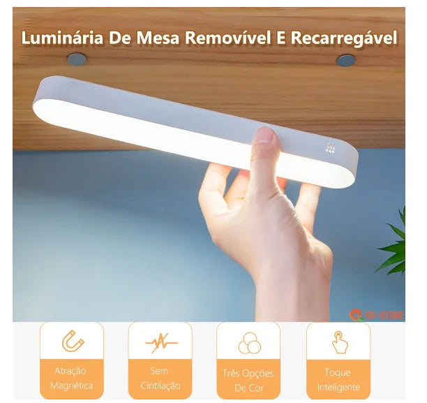 Barra de LED com luz de leitura magnética recarregável Luminaria.