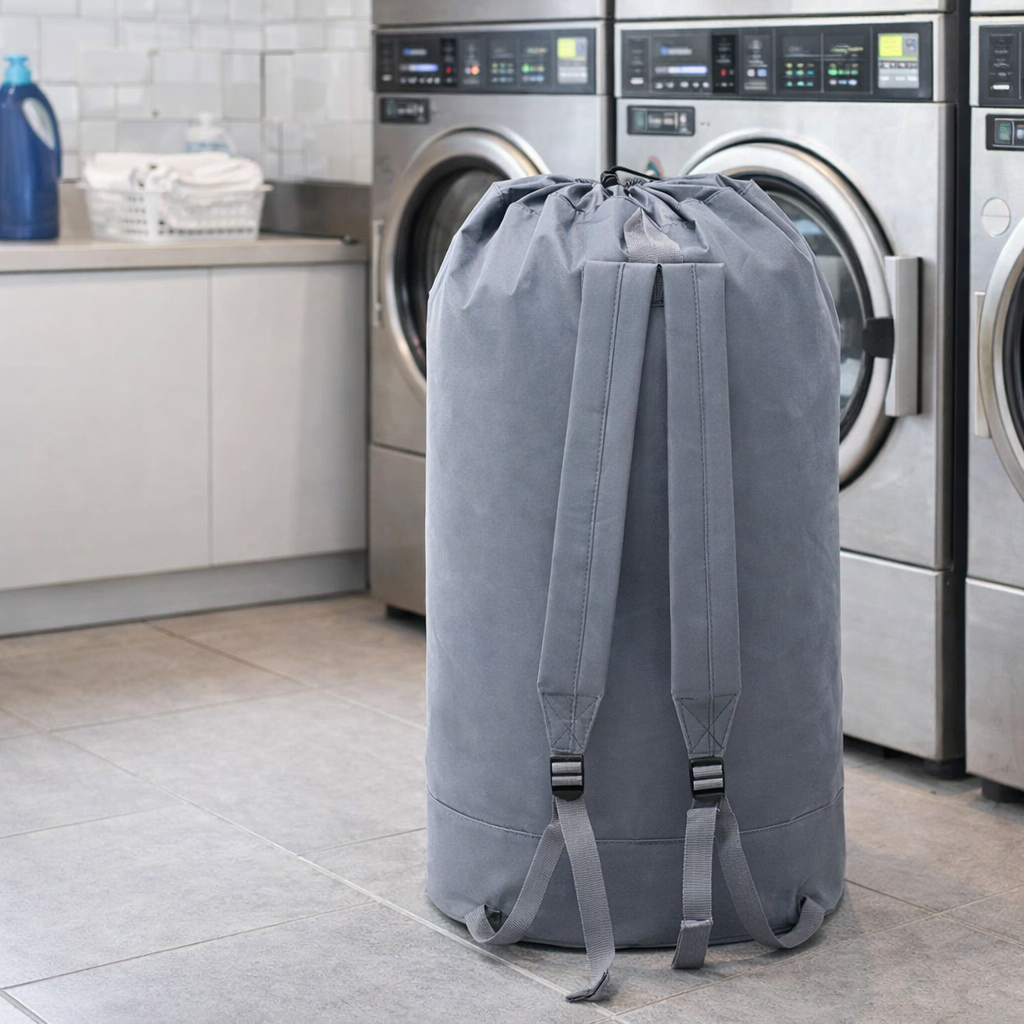 Bolsa de Lavanderia Compacta em Tecido Oxford Com Alça de Ombro Lavável